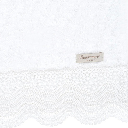Toalha de Rosto Buddemeyer Luxus Margot 100% algodão Branco com Renda Branco 48x90cm