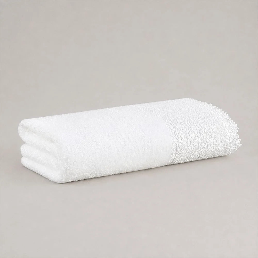 Toalha Rosto Buddemeyer Luxus Norah Branco com Renda Branco