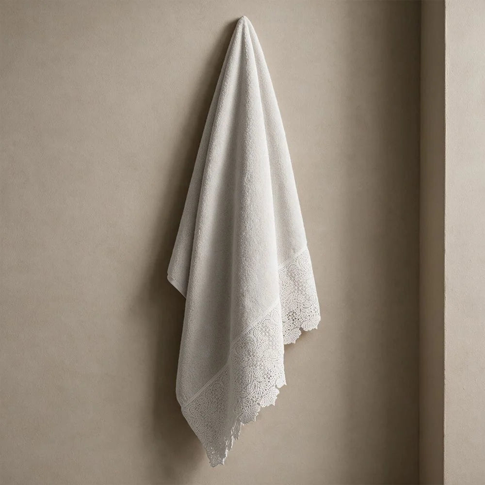 Toalha Rosto Buddemeyer Luxus Norah Branco com Renda Branco