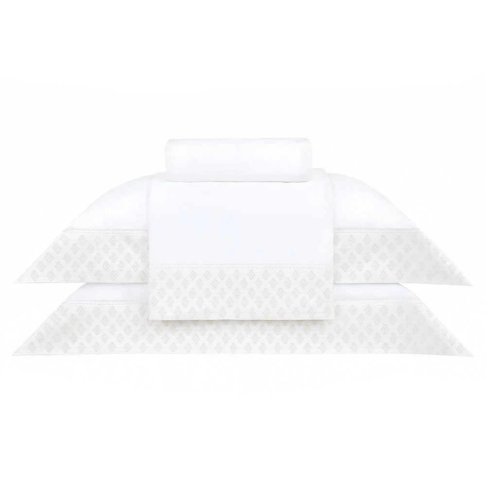Jogo de Cama Buddemeyer Luxus Prisma Cetim 400 Fios Queen Branco
