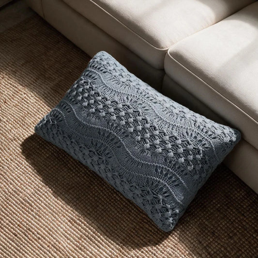 ALMOFADA TRICOT VENETO AZUL 30X50CM
