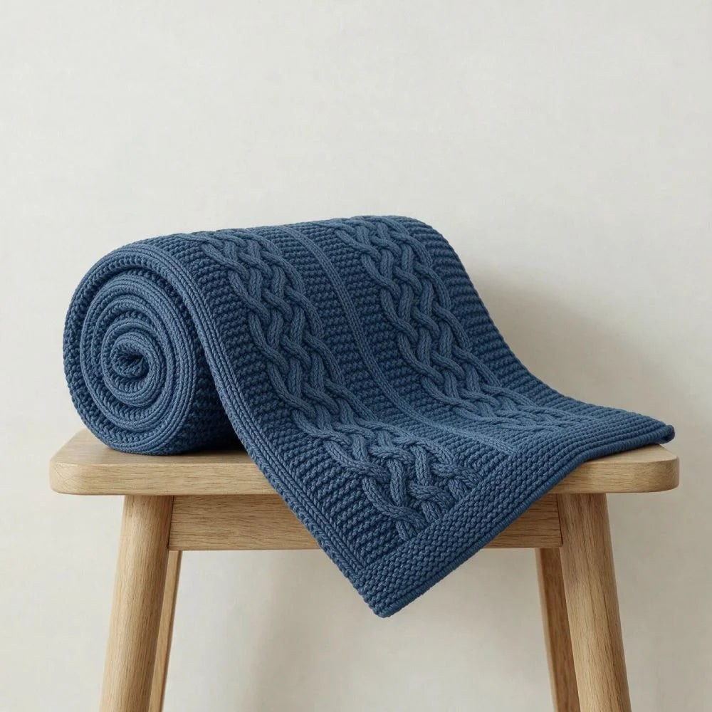 Manta Tricot Buddemeyer Luxus Castello Azul Marinho 130x170cm