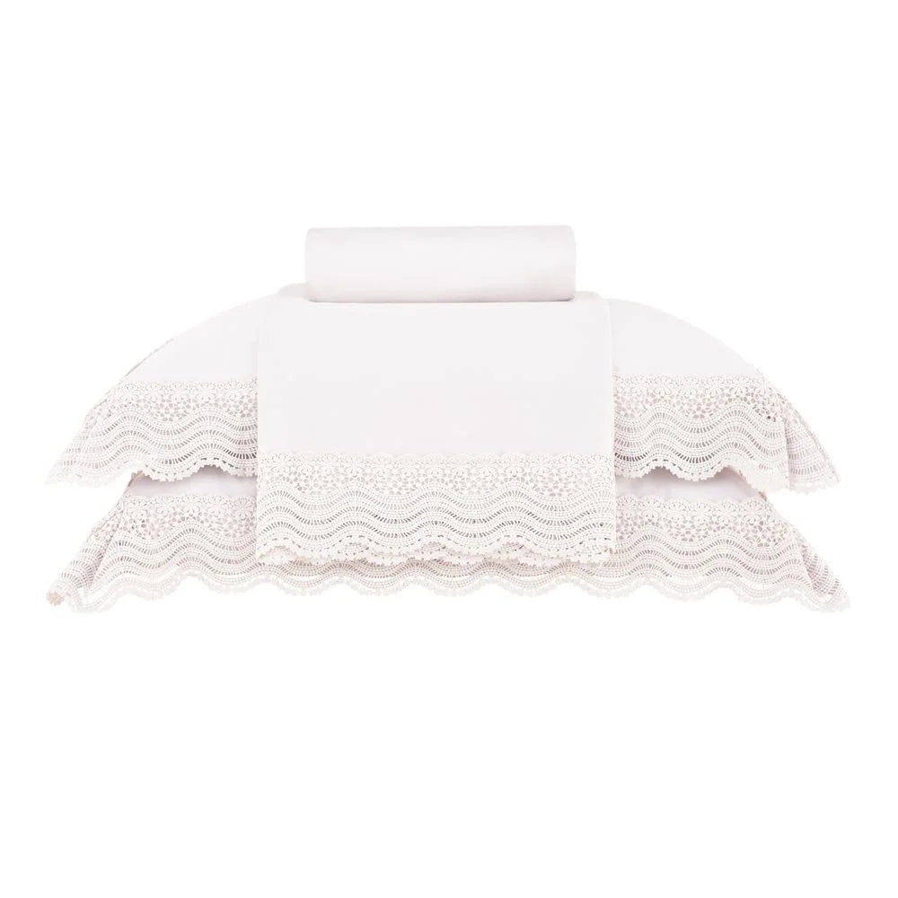 Jogo de Cama Buddemeyer Luxus Margot 400 Fios 100% Algodão King Branco