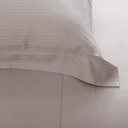 Jogo de Cama  Buddemeyer Damask Stripes Solteiro Kaki 100% Algodão Fio Penteado Cetim 300 Fios