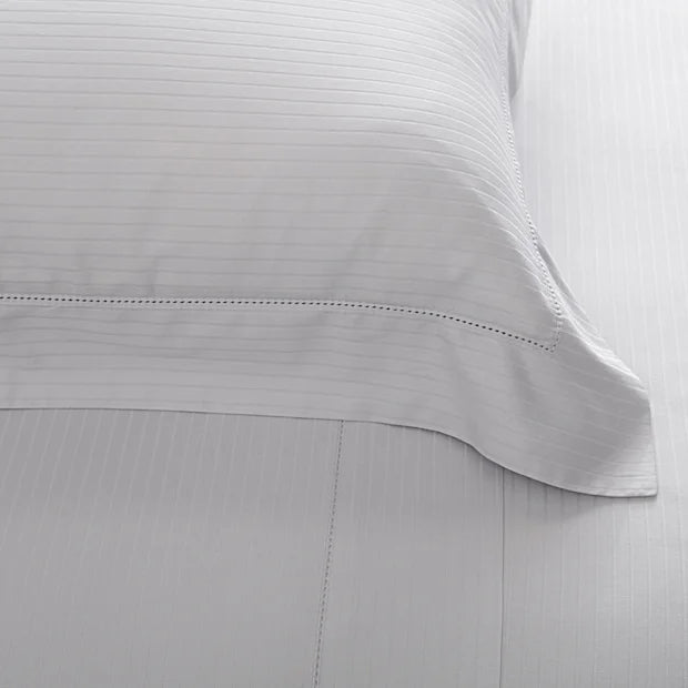 Jogo de Cama  Buddemeyer Damask Stripes Solteiro Cinza 100% Algodão Fio Penteado Cetim 300 Fios