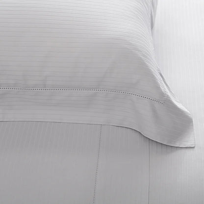 Jogo de Cama  Buddemeyer Damask Stripes Solteiro Cinza 100% Algodão Fio Penteado Cetim 300 Fios