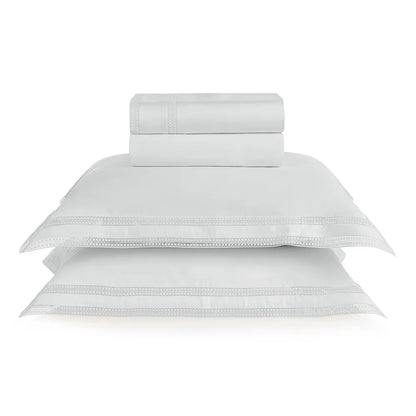 Jogo de cama King 300 fios Cetim Romana Branco