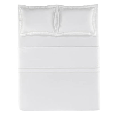 Jogo de cama King 300 fios Cetim Romana Branco