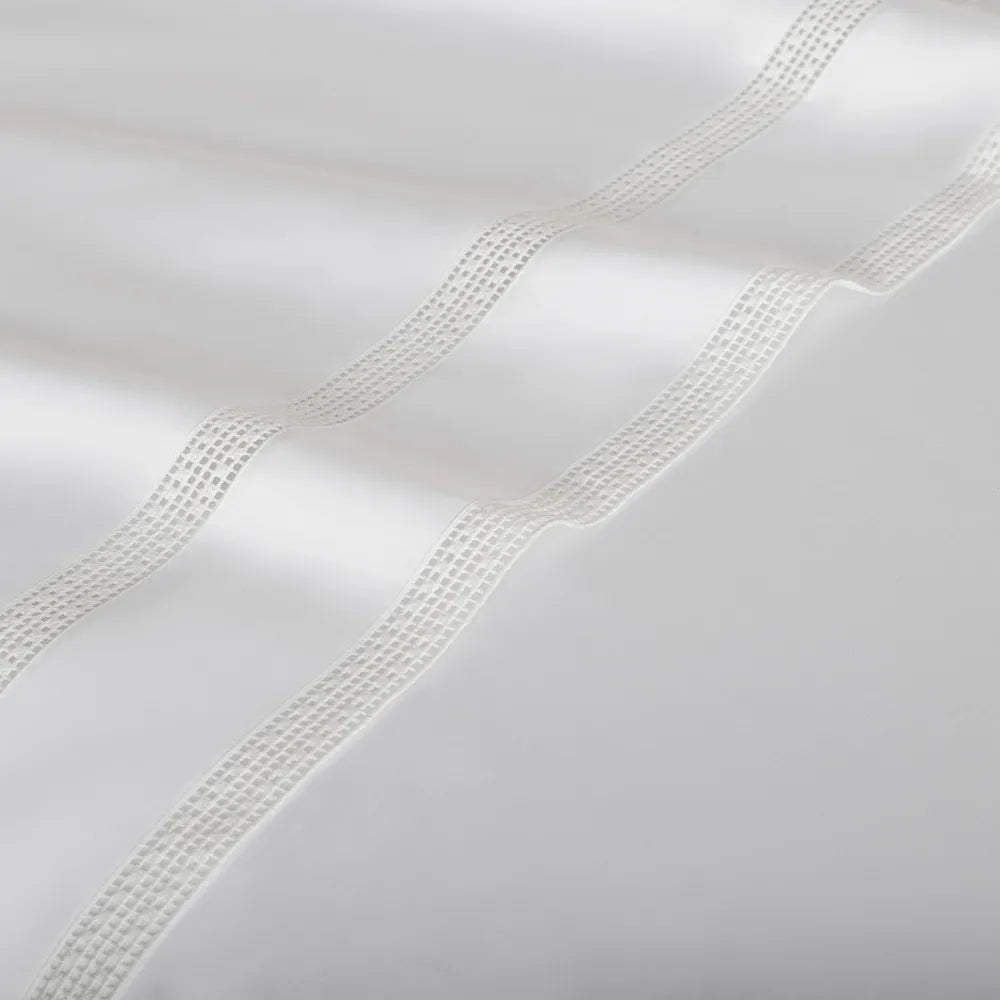 Jogo de cama King 300 fios Cetim Romana Branco