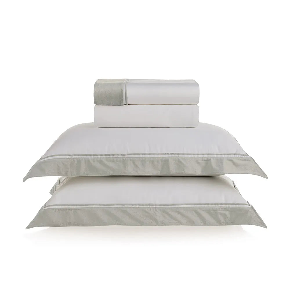 Jogo de cama King 300 fios Cetim Valestro Branco/Platino