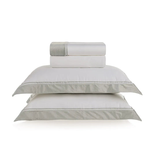 Jogo de cama King 300 fios Cetim Valestro Branco/Platino