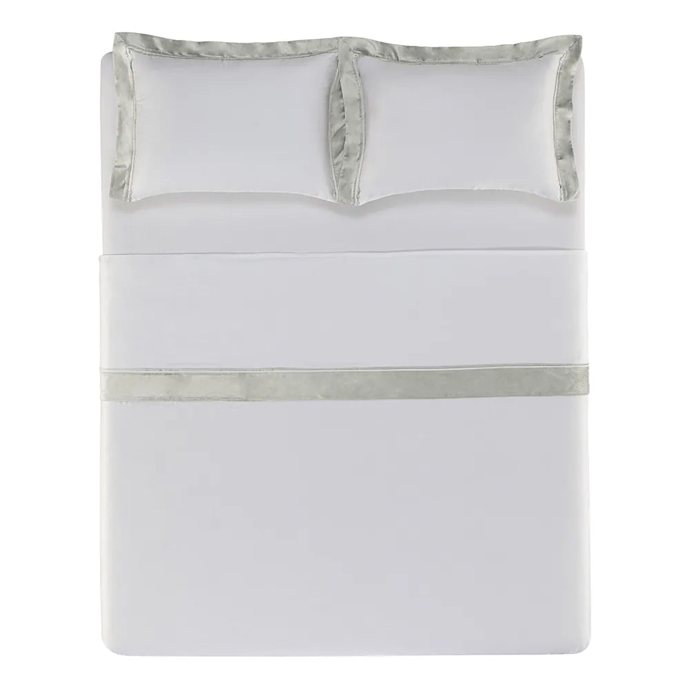 Jogo de cama King 300 fios Cetim Valestro Branco/Platino
