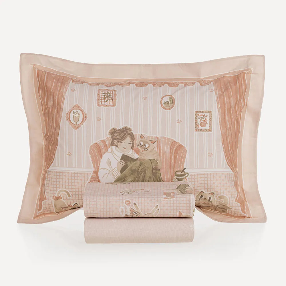 Jogo de Cama Karsten Casal Gatos