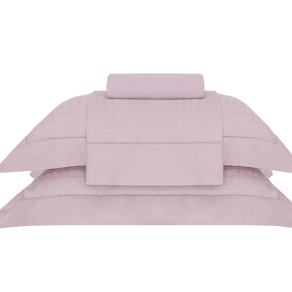 Jogo de Lençol Buddemeyer Damask Square Queen Rosa 300 Fios 100% Algodão Fio Penteado