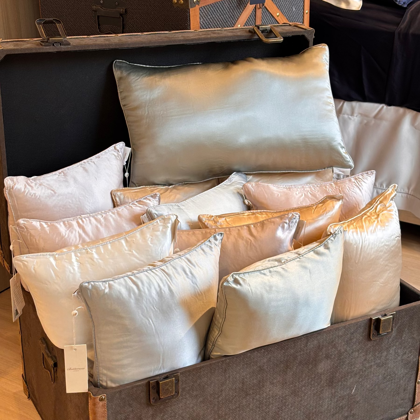 Almofada Rinzeira Buddemeyer Luxus Royale 100% Seda Verde Oliva 30x50cm