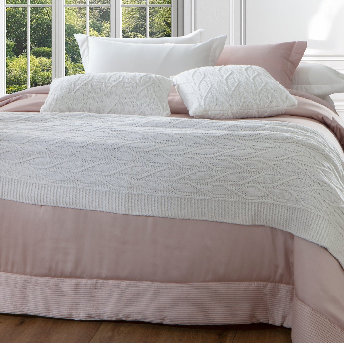 Almofada Kacyumara Tricot Laguna Branca 45cm x 45cm