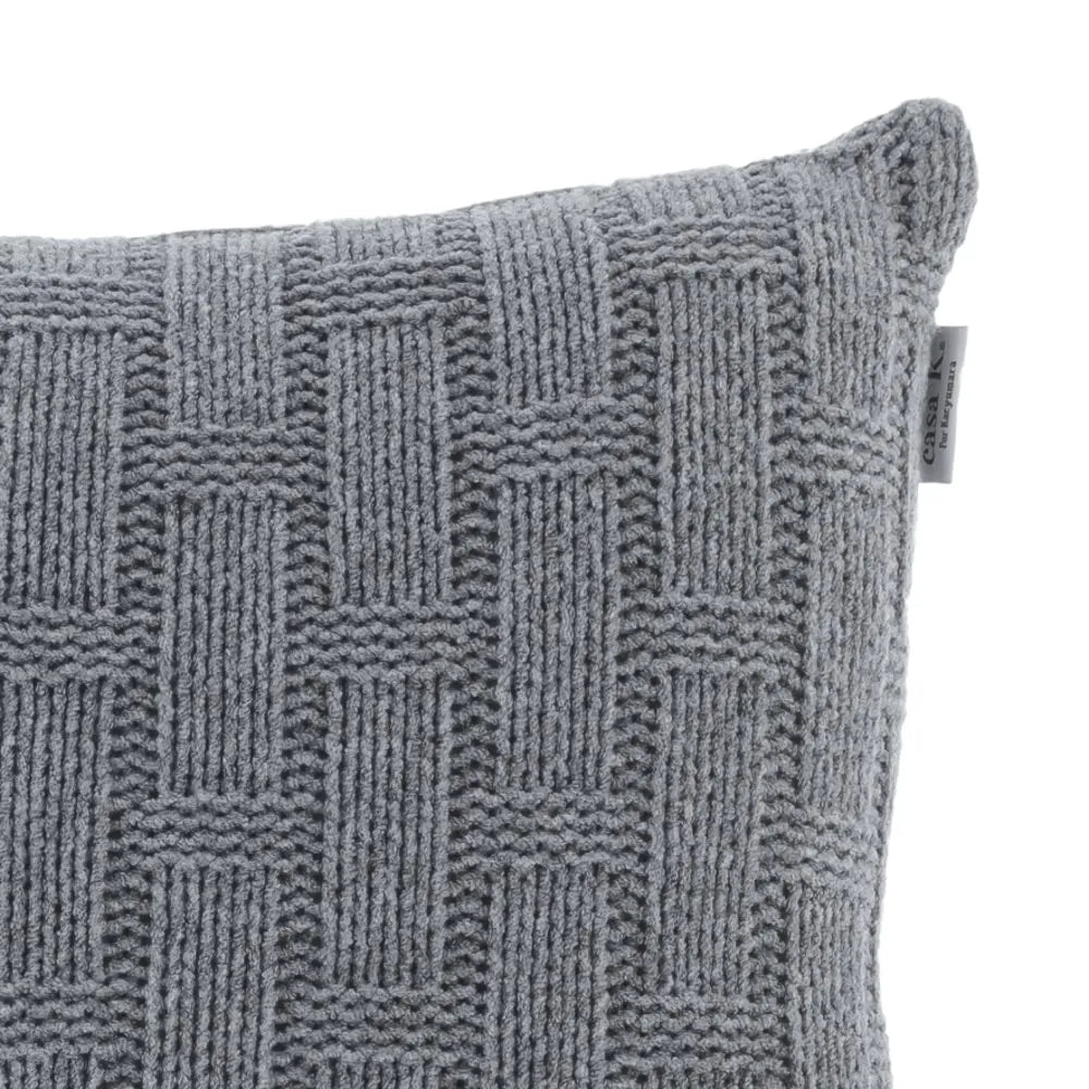 Almofada Rinzeira Kacyumara Tricô Treliça Prata 30x50cm