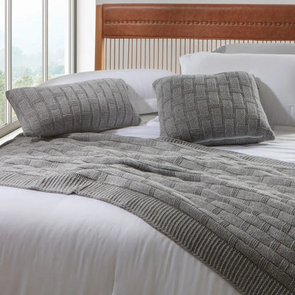 Almofada Rinzeira Kacyumara Tricô Treliça Prata 30x50cm