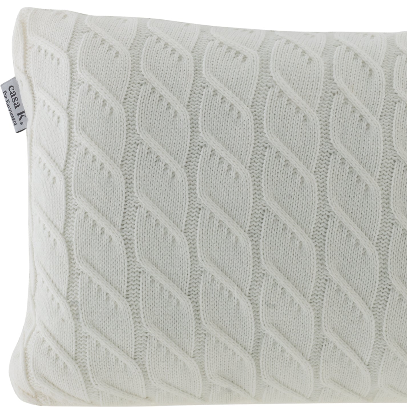 Almofada Rinzeira Kacyumara Vivat Tricô 100% Algodão Off-White 30x50cm