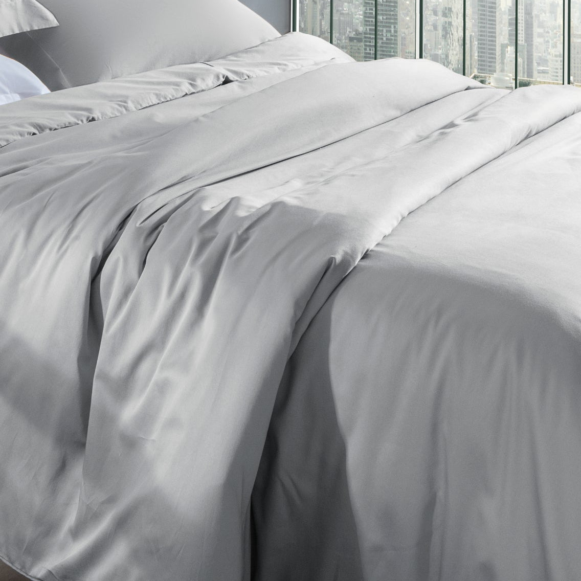 Capa de Duvet Kacyumara Satinee Prata Super King 300 Fios Percal