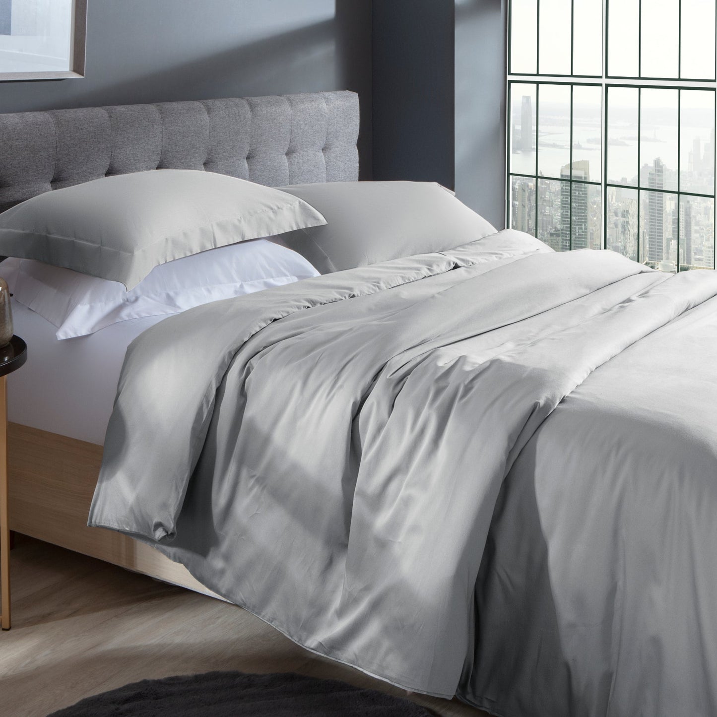 Capa de Duvet Kacyumara Satinee Prata Super King 300 Fios Percal