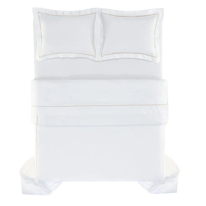Capa de Edredom King Trussardi Dominicani Branco/Nocciola 600 Fios 100% Algodão Egípcio (2,90m x 2,70m)