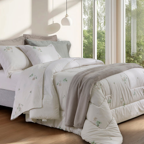 Cobreleito Casal Kacyumara Vida Bela 200 Fios Erdene com 2 Portas Travesseiro 2,20m x 2,40m