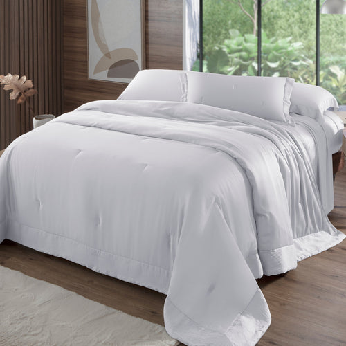 Colcha Super King Kacyumara Bali Bambu 400 Fios 100% Viscose de Bambu Branco