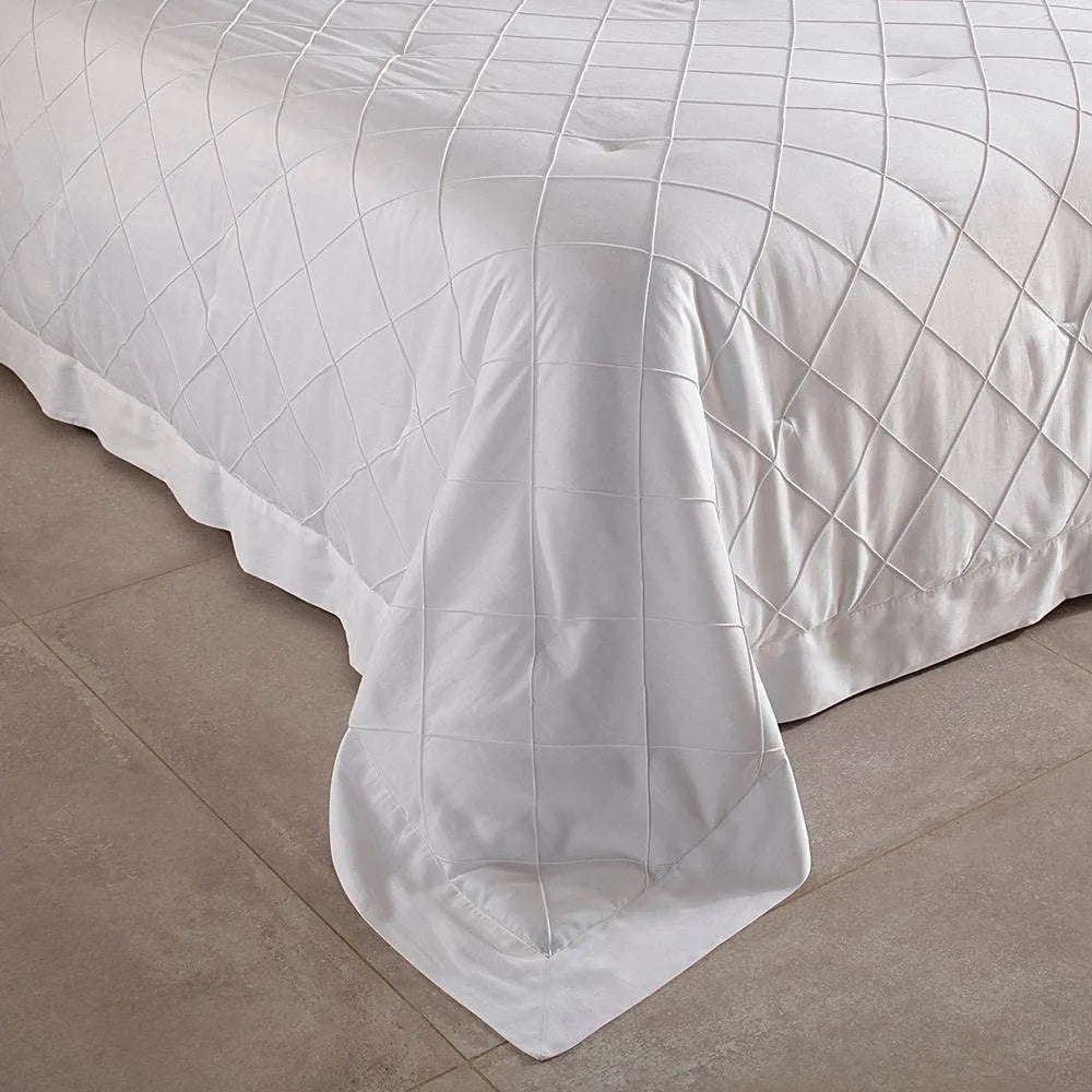 Kit Colcha Super King Buddemeyer Luxus Etienne Cetim 270 Fios 100% Algodão Branco 310x260cm