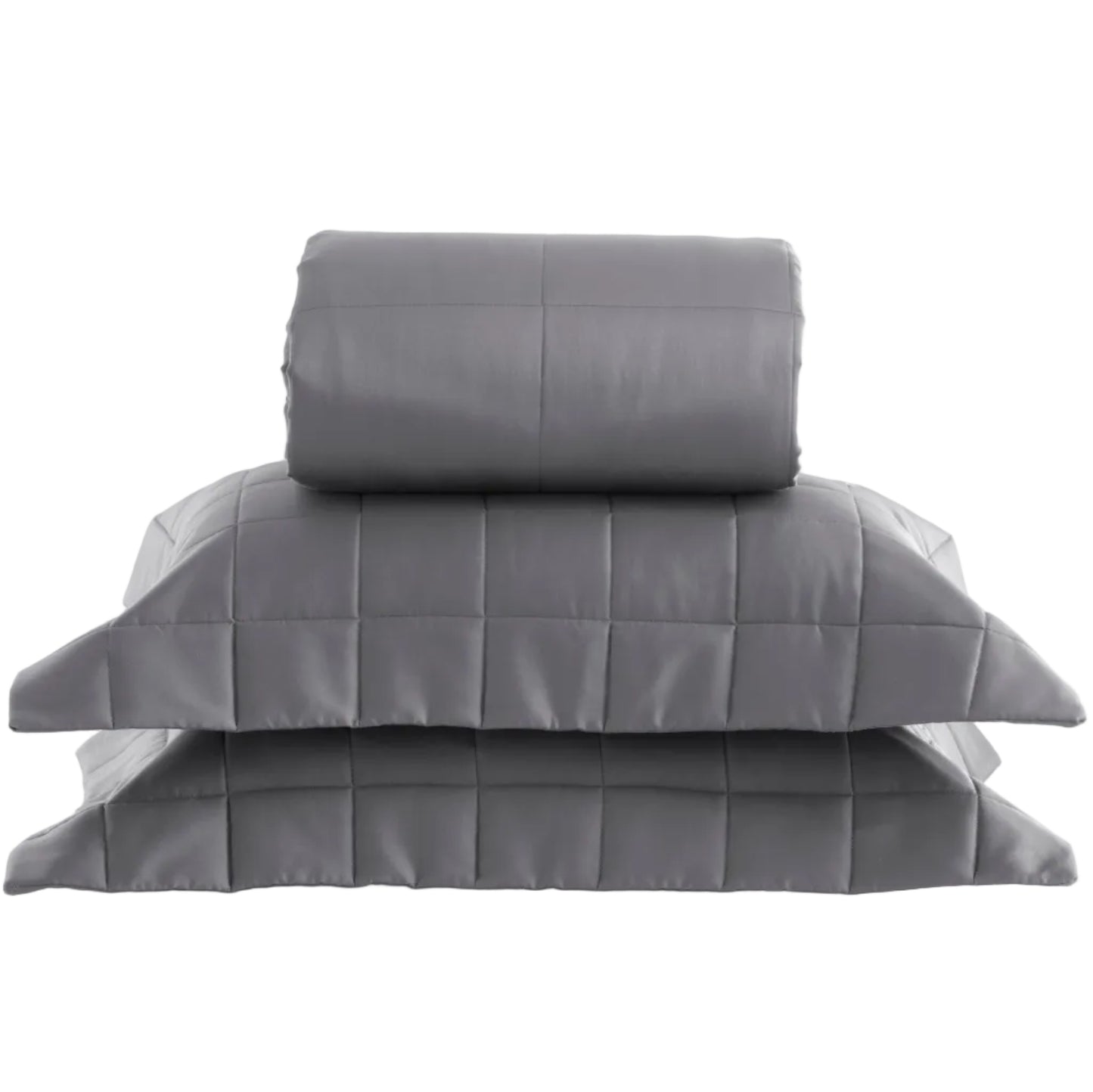 Colcha Queen Kacyumara Satinée Square Chumbo Grafite com 2 Portas Travesseiro 2,40m x 2,60m