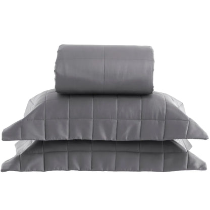 Colcha Queen Kacyumara Satinée Square Chumbo Grafite com 2 Portas Travesseiro 2,40m x 2,60m