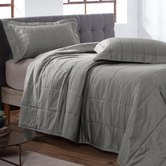 Colcha Queen Kacyumara Satinée Square Greenjoy com 2 Portas Travesseiro 2,40m x 2,60m