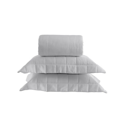 Colcha King Kacyumara Satinée Square Prata com 2 Portas Travesseiro 2,80m x 2,60m