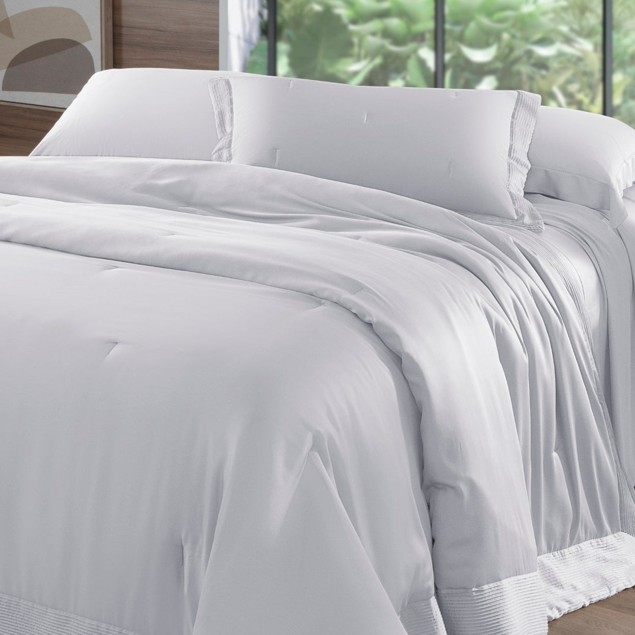 Colcha Super King Kacyumara Bali Bambu 400 Fios 100% Viscose de Bambu Branco