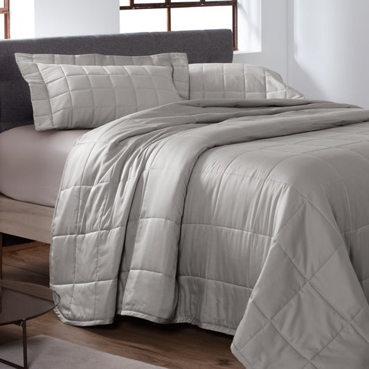 Colcha Satinee Square Super King Cor Bege 100% Algodão