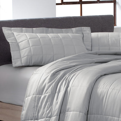 Colcha Satinee Square Queen Cor Prata 100% Algodão