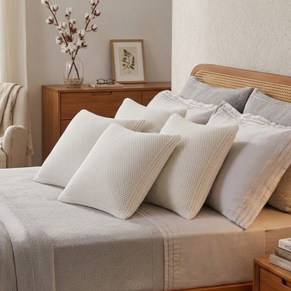 Capa para Travesseiro Buddemeyer Luxus Tricot Turim 100% Algodão 50x90cm Branco