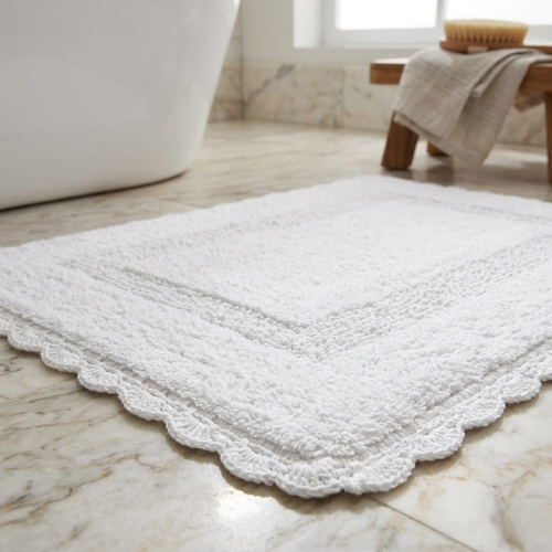 Tapete Kacyumara Crochê Retangular 50x70cm Branco