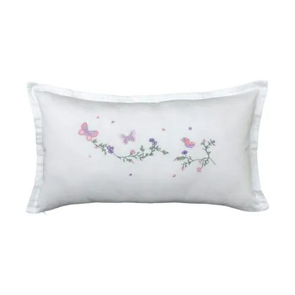 Capa de Almofada Naturalle Bordada Voo das Borboletas 200 Fios 35x60cm