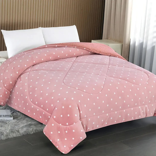 Edredom Niazitex Capetown Poá Rosa/Branco – Queen