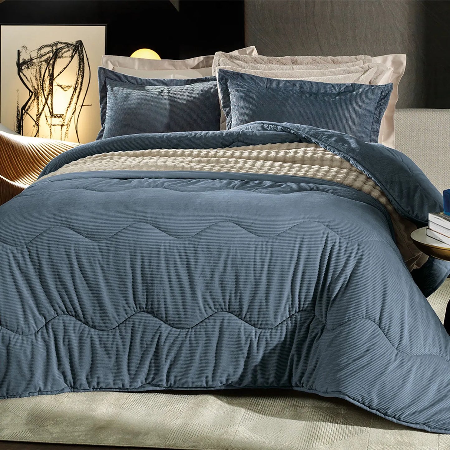 Edredom Solteiro Altenburg Blend Sense Boss Azul 1,70m x 2,40m