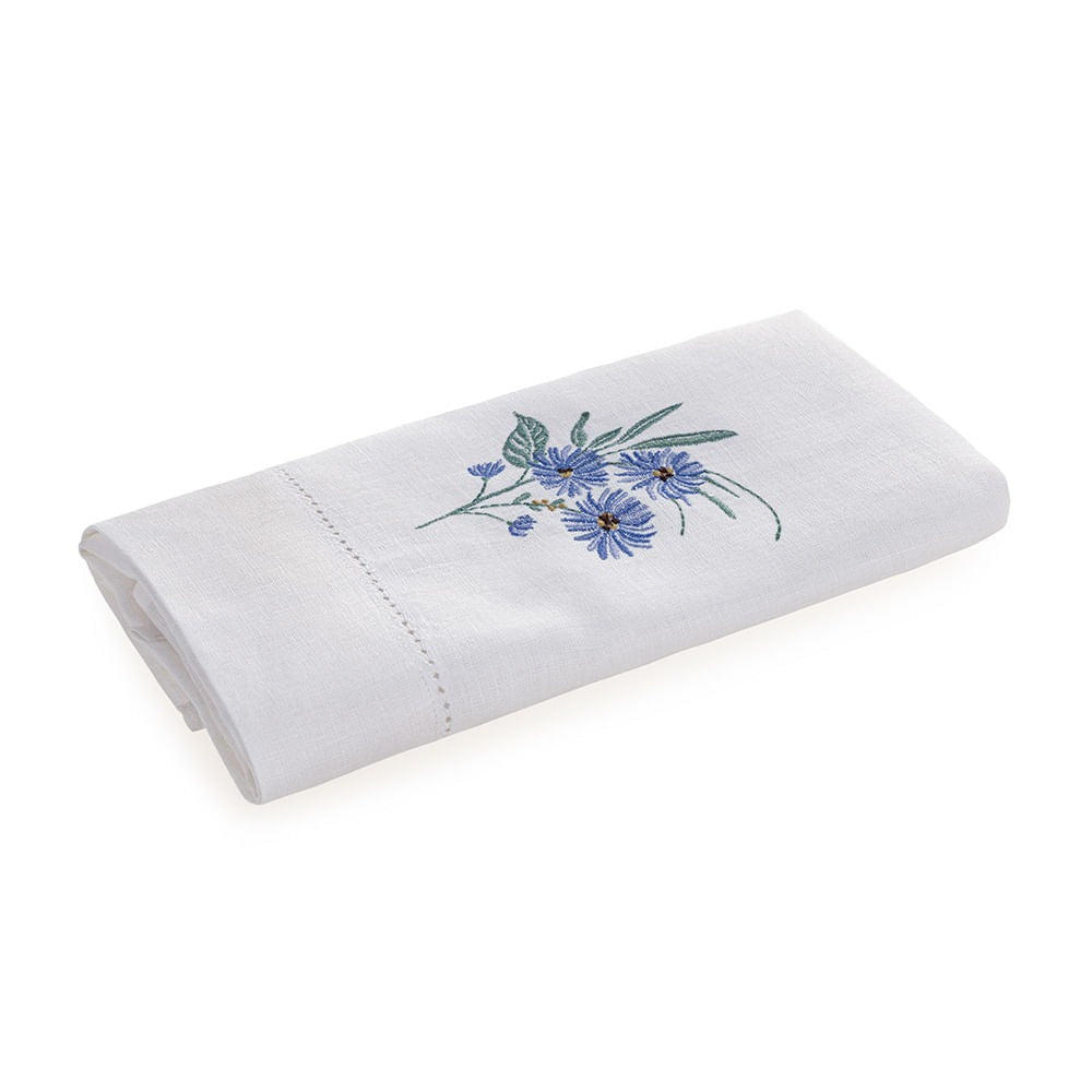 Toalha de Lavabo Trussardi Fiore 100% Linho Branco 30x50cm