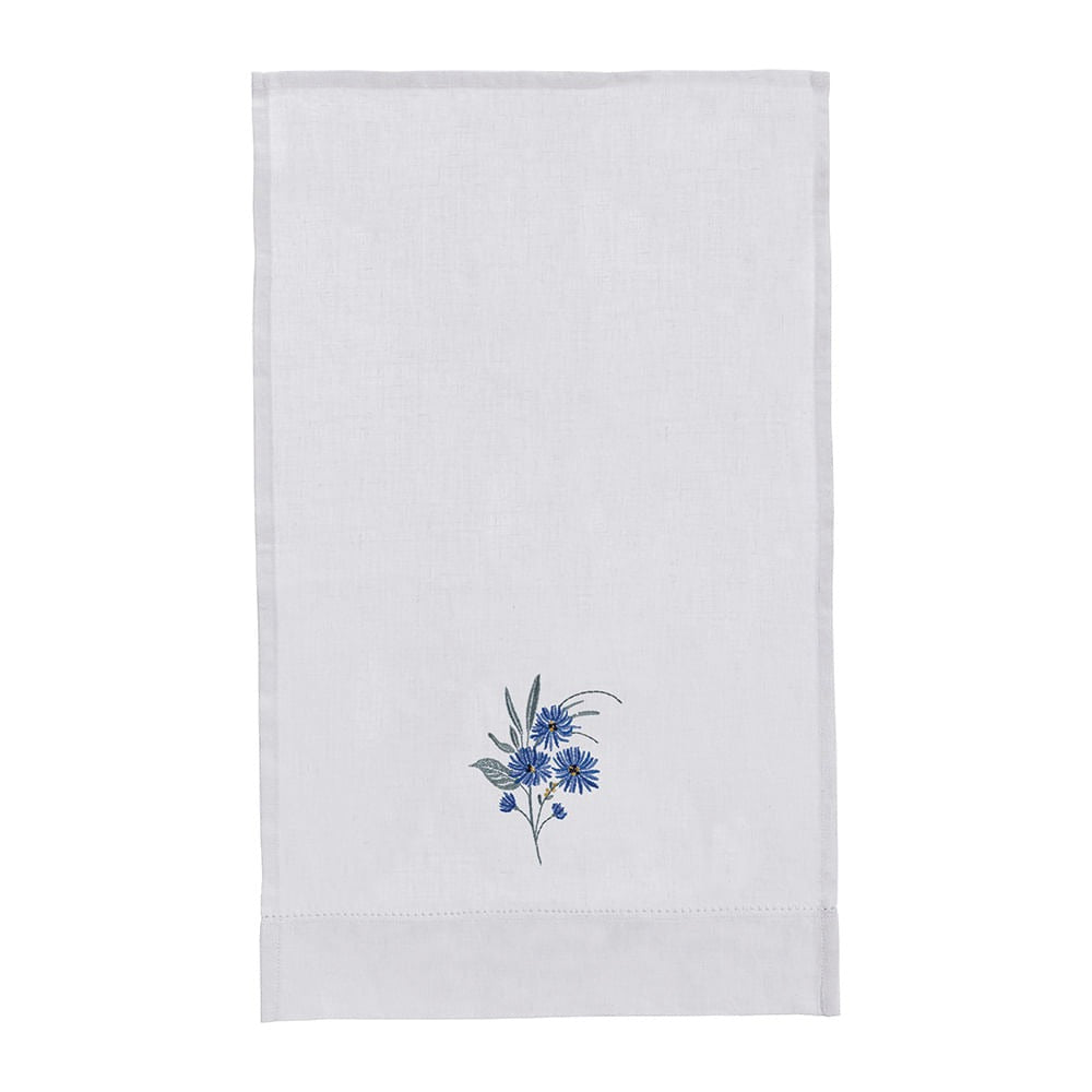 Toalha de Lavabo Trussardi Fiore 100% Linho Branco 30x50cm