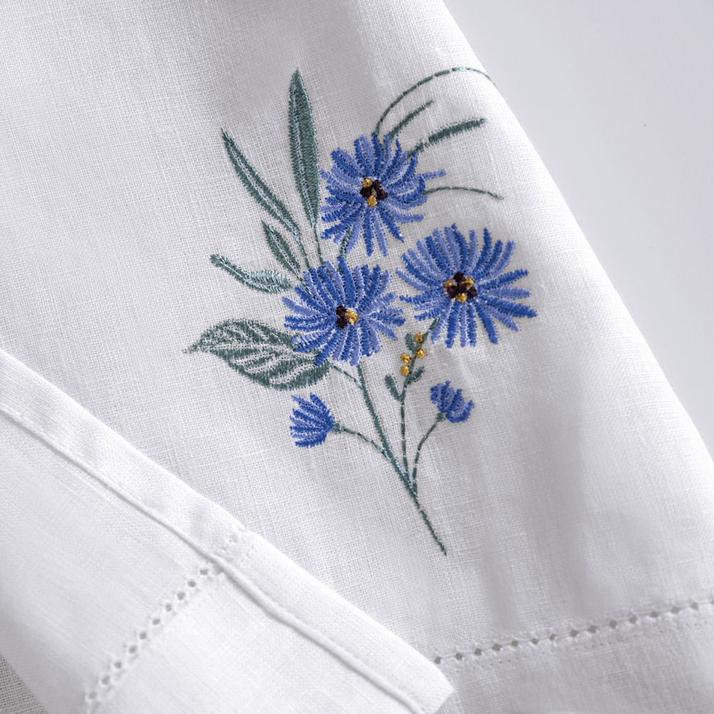 Toalha de Lavabo Trussardi Fiore 100% Linho Branco 30x50cm
