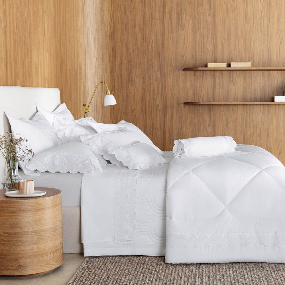 Super Fronha Trussardi Goielli 300 Fios 100% Algodão Branco 50x90cm