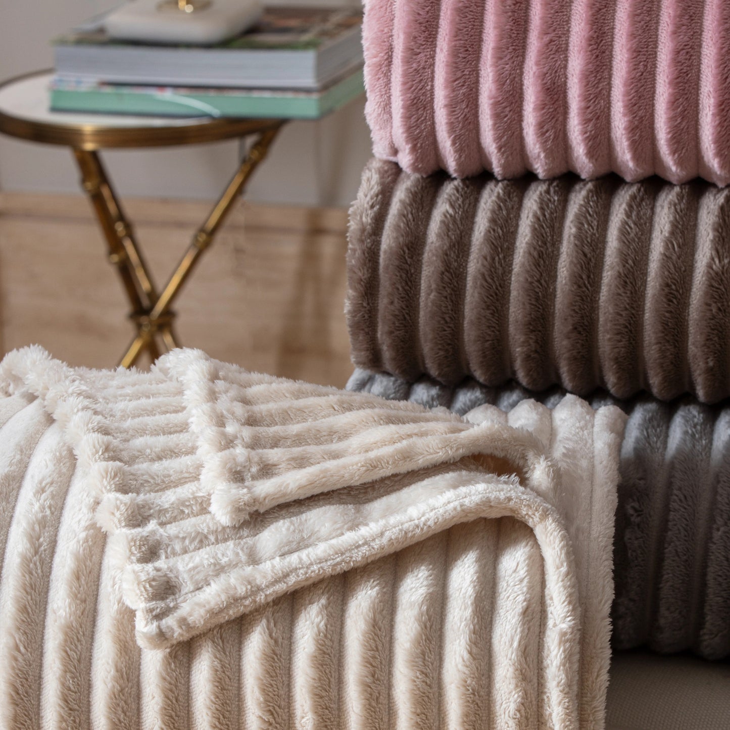 Cobertor Queen Corttex London Bege 2,20m x 2,40m