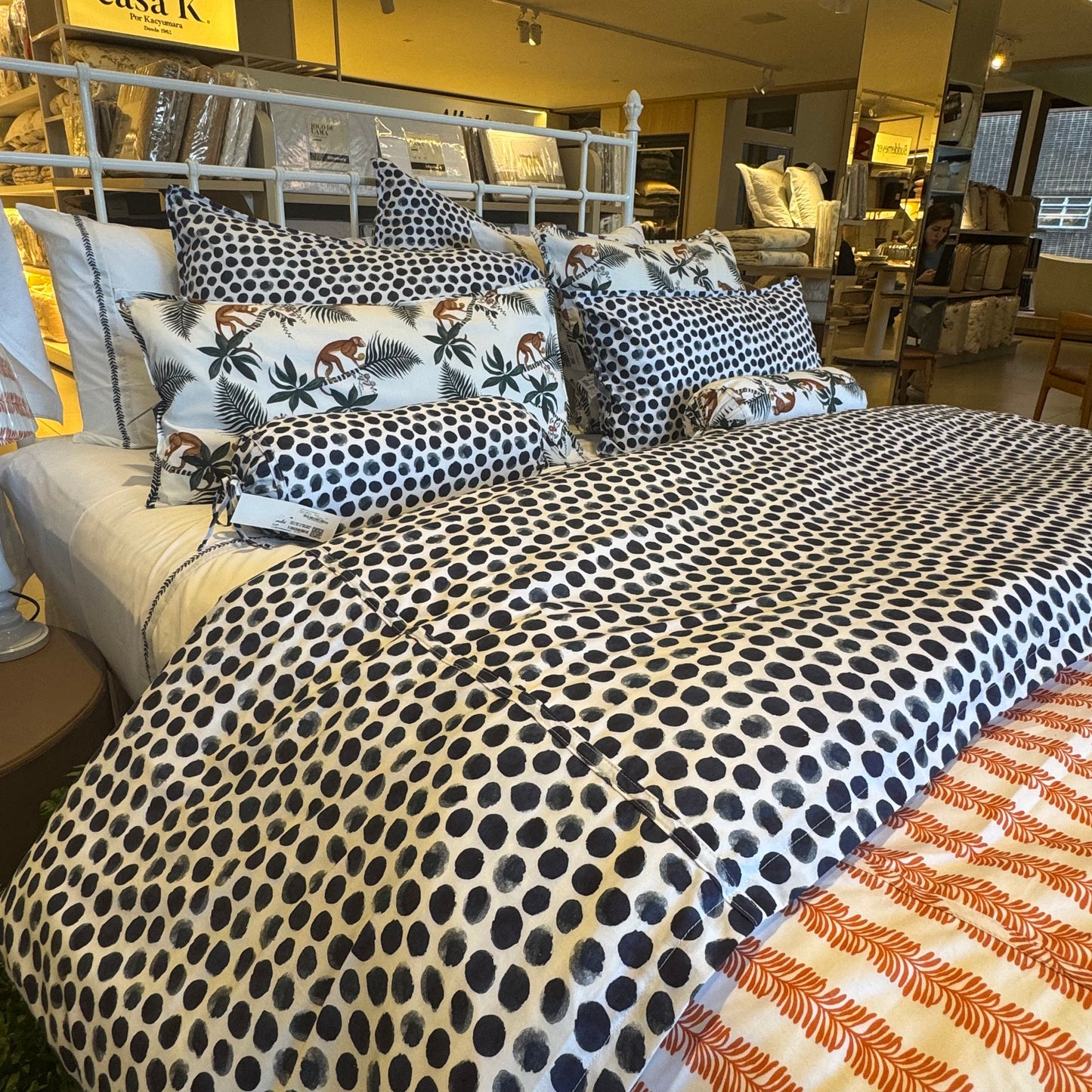 Capa de Almofada Blue Gardenia D Roig Estampa Bolas Branco/Azul Marinho