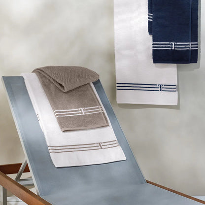 Toalha de Praia Trussardi Isola 100% Algodão Marino/Branco 86x160cm