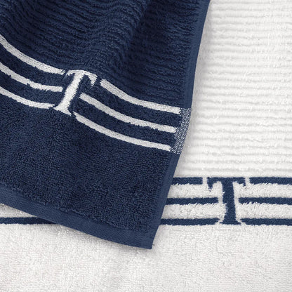 Toalha de Praia Trussardi Isola 100% Algodão Marino/Branco 86x160cm