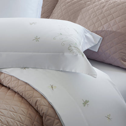 Jogo de Cama Kacyumara Bordado Libelulle Branco/Greenjoy King 300 Fios Cetim